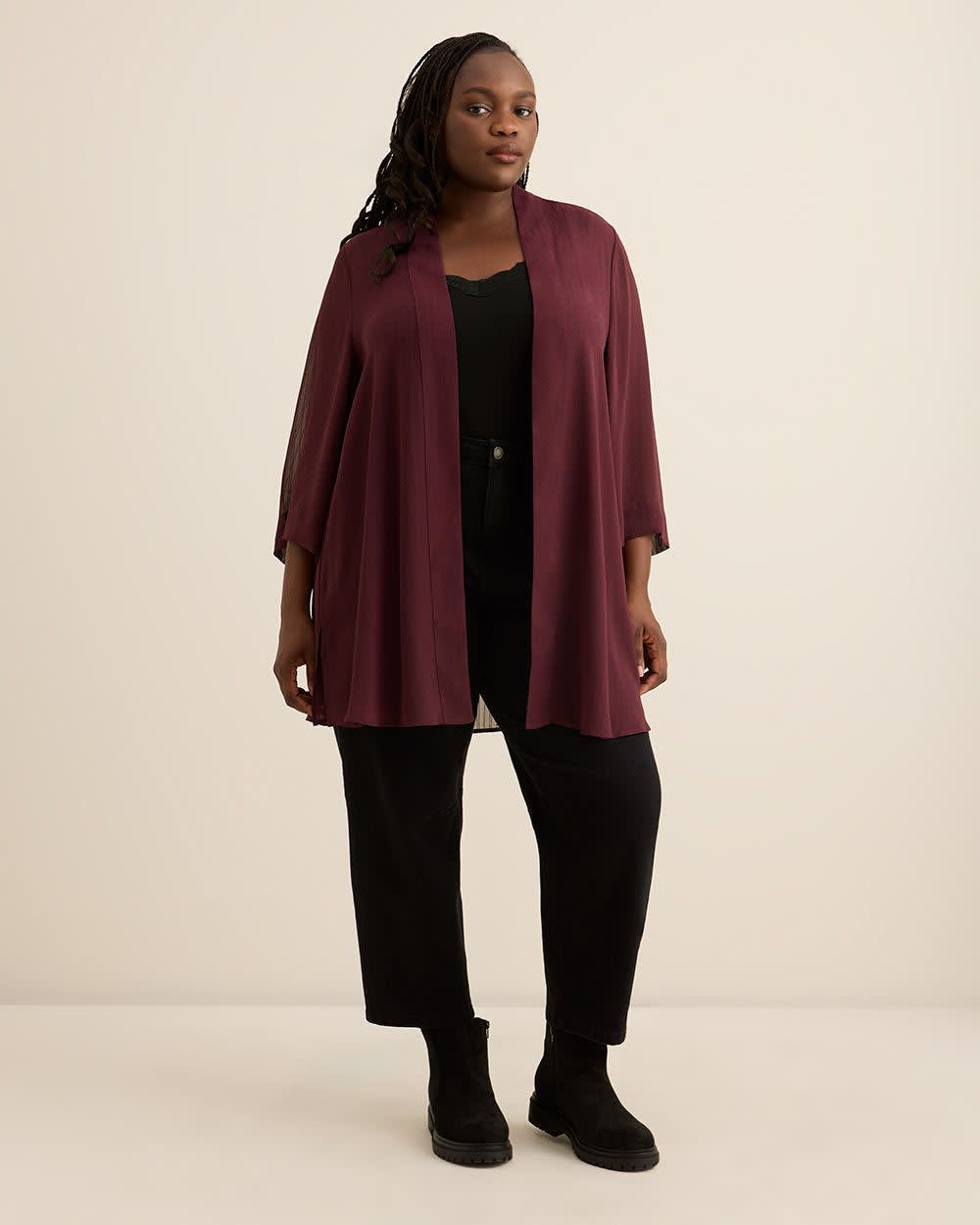 Open Overpiece with 3/4 Sleeves Open Overpiece with 3/4 Sleeves