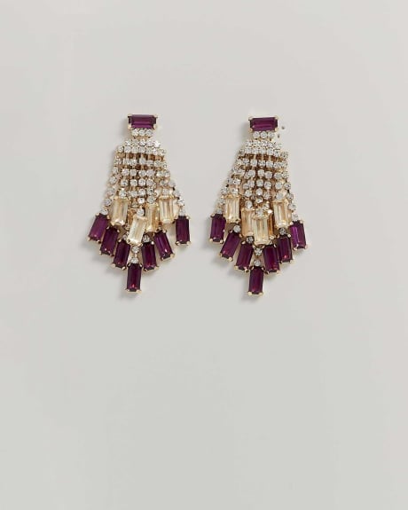 Boucles d'oreilles pendantes avec pierres violettes