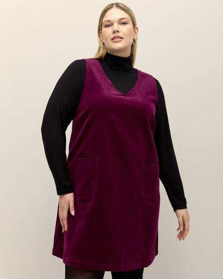 Purple Sleeveless Corduroy Dress