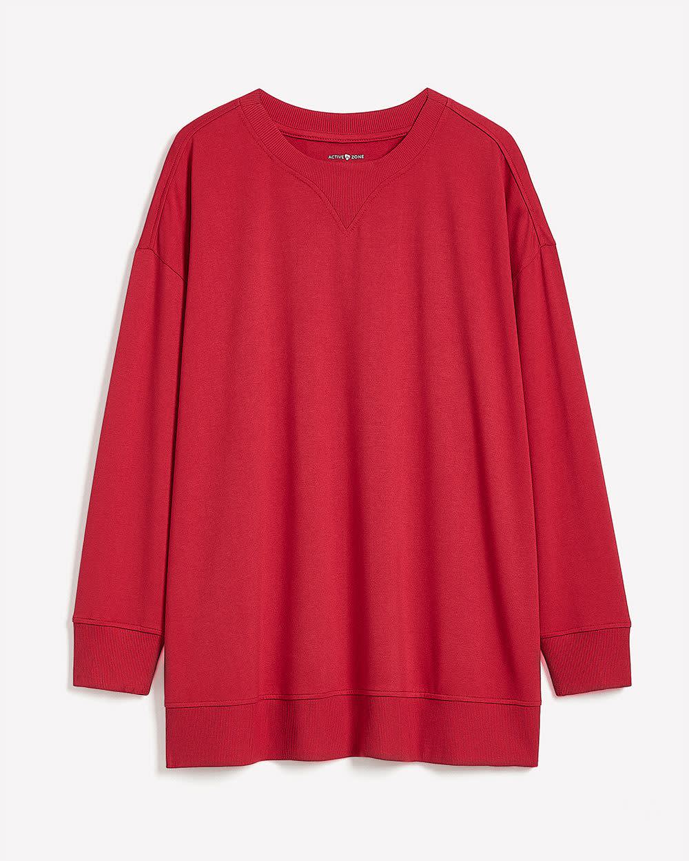 French Terry Tunic Top with Ribbed Details - Active Zone French Terry Tunic Top with Ribbed Details - Active Zone