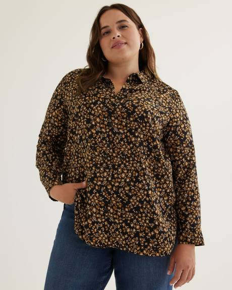 Black Floral Buttoned Down Shirt