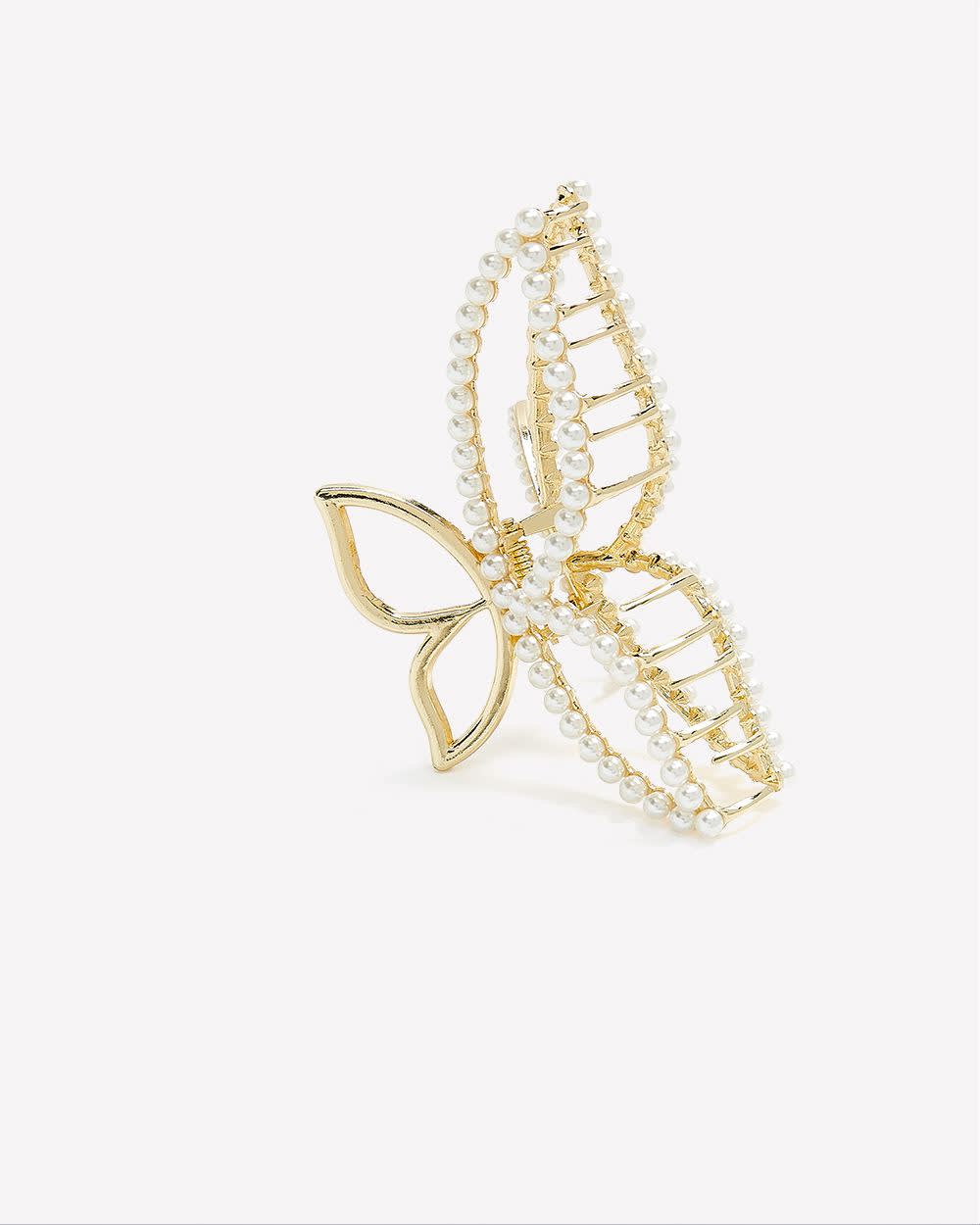 Fancy Golden Butterfly Hair Claw with Pearls