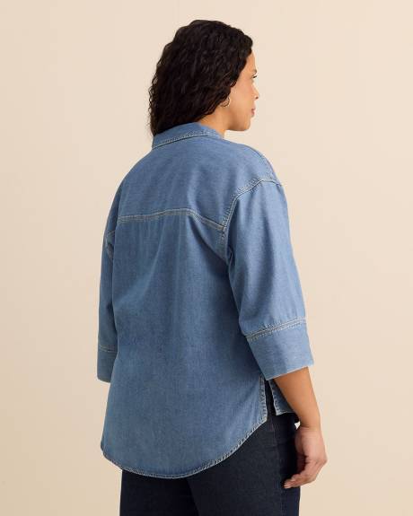 Blouse &agrave; enfiler en denim