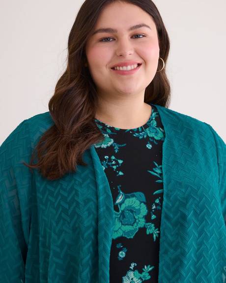 Tunique kimono unie en jacquard tissé