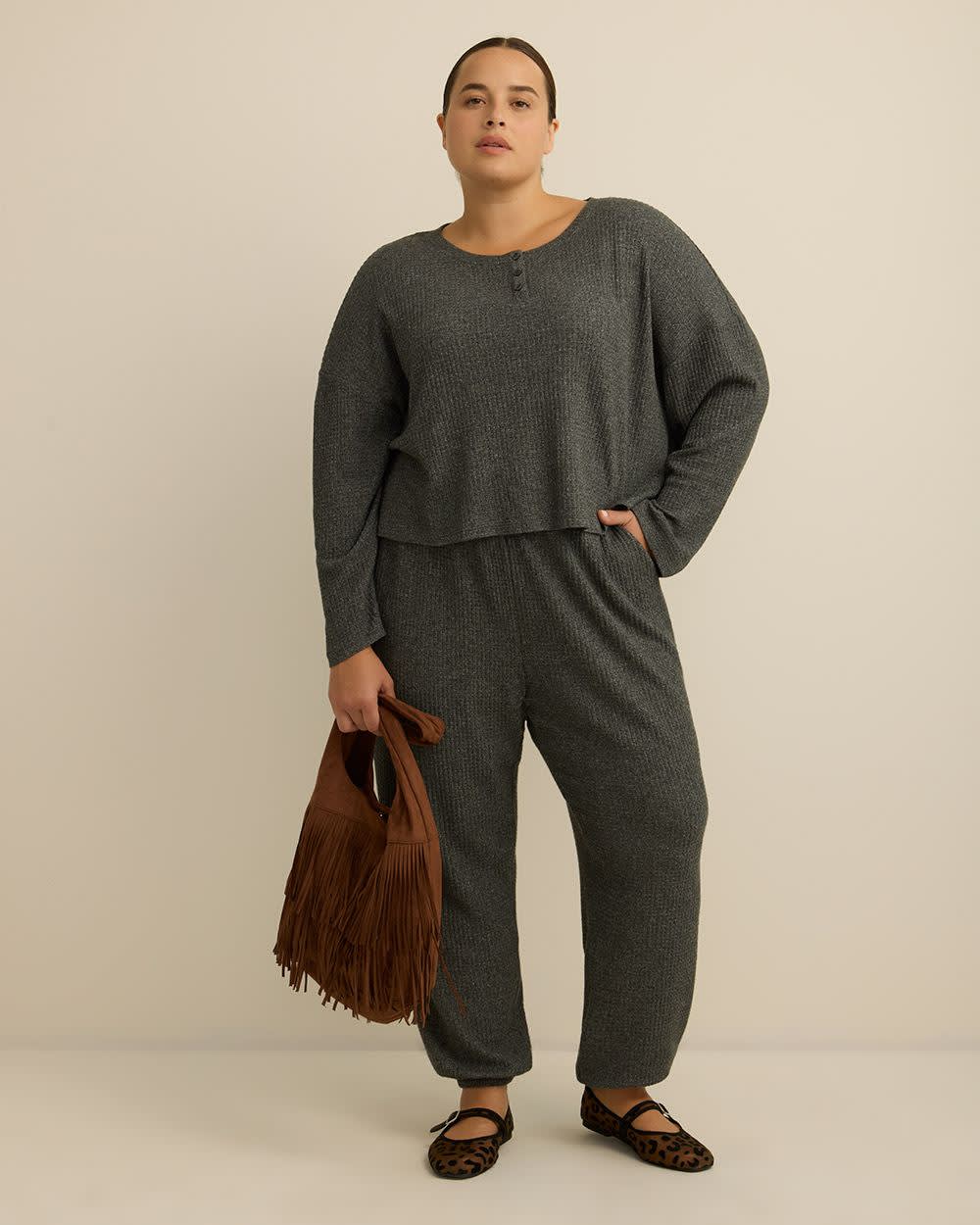 Pantalon de jogging en tricot gaufré brossé - ti Voglio Pantalon de jogging en tricot gaufré brossé - ti Voglio