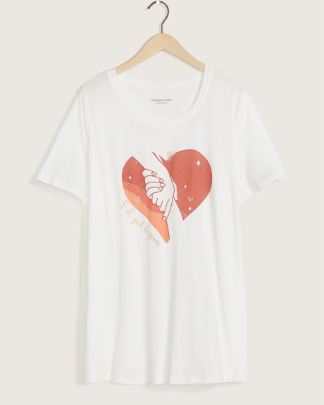 Printed U-Neck Boyfriend Tee