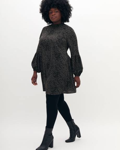 Printed Raglan-Sleeve Swing Dress - Addition Elle
