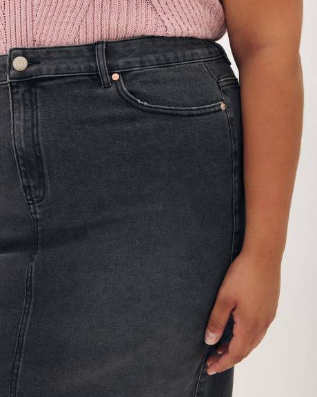 Jupe longue en denim gris, tissu responsable - Addition Elle