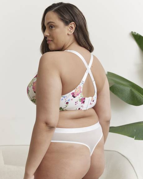 Culotte tanga fleurie avec arrière en mesh - Déesse Collection