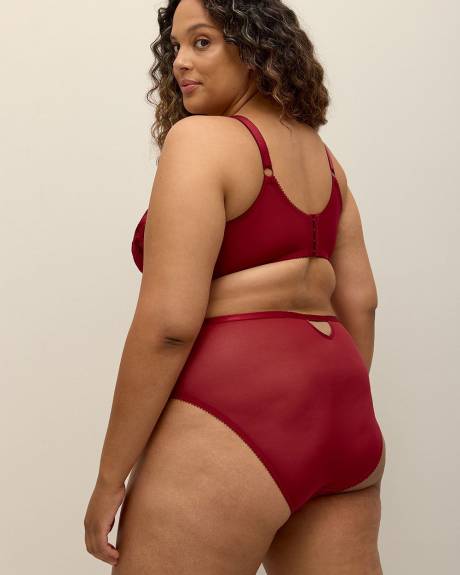 Red High-Cut Brief with Velvet Lace - Déesse Collection