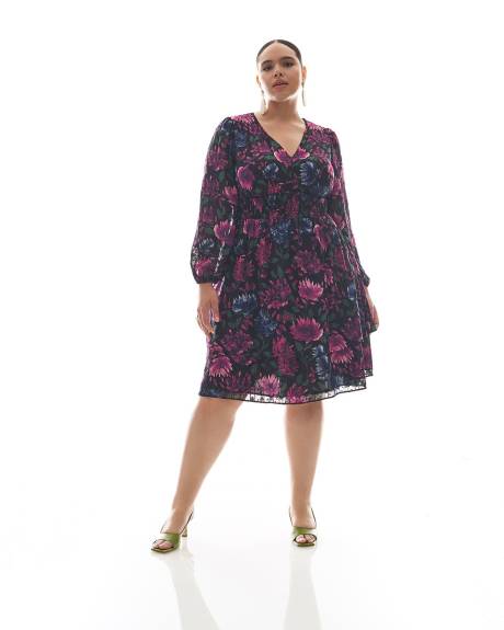 Floral V-Neck Tiered Dress - Addition Elle