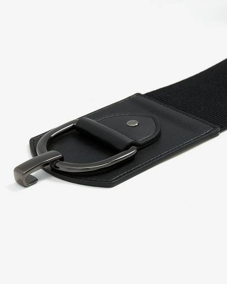Black Elastic Waist Belt with Hook Closure