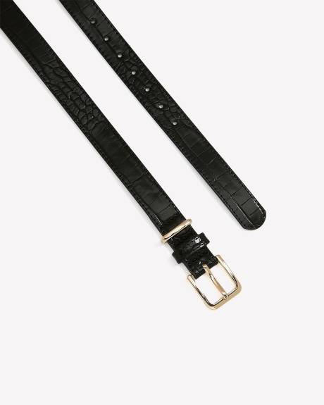 Black Croco-Textured Belt