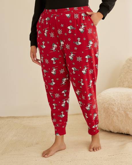 Knit Jogger Pyjama Pant with Snoopy Print - ti Voglio