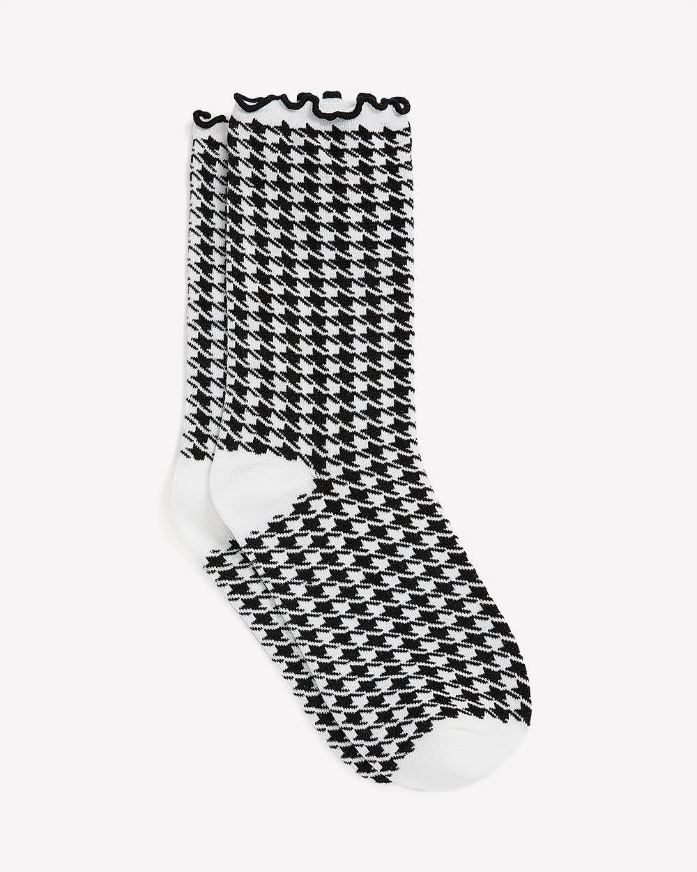Chaussette à motif pied-de-poule et bord ondulé