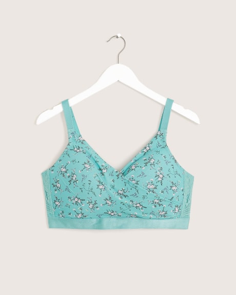 Padded Wireless Lounge Bra with Floral Print and Lace - Déesse Collection