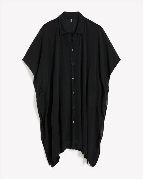 Vacay Cover-Up Tunic Shirt - Raisins Curve