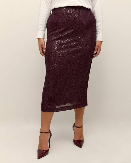 Sequins Knit Pull-On Midi Skirt - Addition Elle