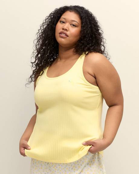 Ensemble de pyjama camisole et boxer en tricot côtelé jaune - ti Voglio