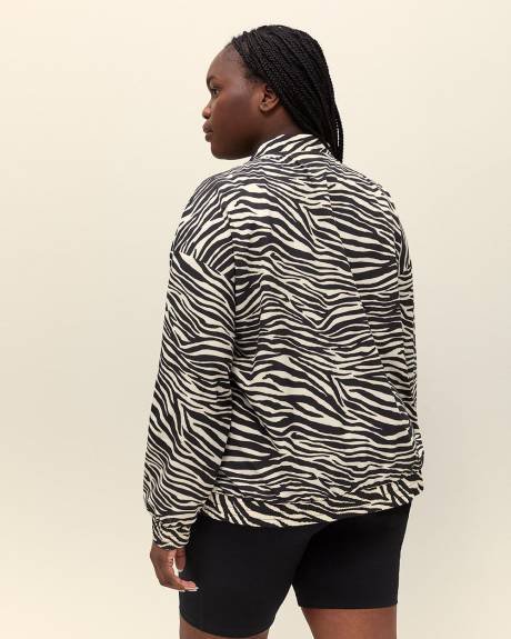 Responsible, Zebra-Print Stretch Bomber Jacket - Active Zone