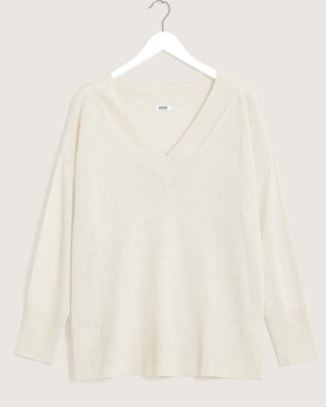 Linen Blend V-Neck Sweater