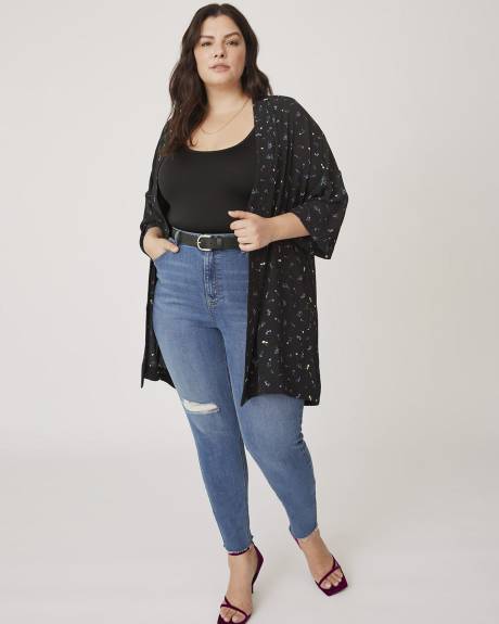 Printed Kimono with 3/4 Sleeve