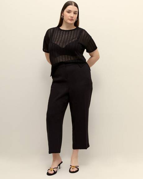 Crochet Knit Crewneck Top - Addition Elle