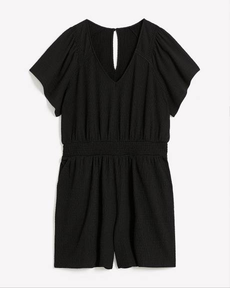Romper with Short Flutter Sleeves