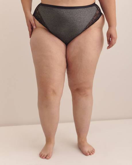 Culotte échancrée scintillante avec dentelle - Déesse Collection Culotte échancrée scintillante avec dentelle - Déesse Collection