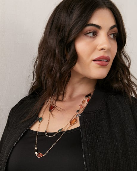 Two-Row Multicolor Stone Necklace - In Every Story
