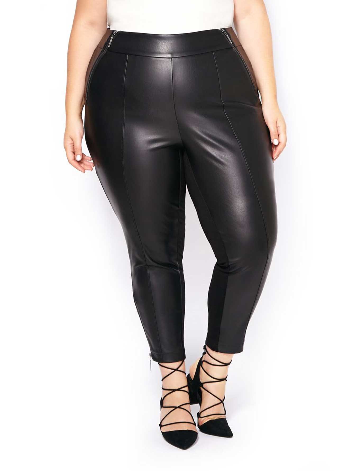 MELISSA McCARTHY Faux-Leather Coated Ankle Pant | Penningtons