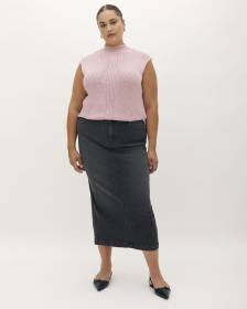 Jupe longue en denim gris, tissu responsable - Addition Elle