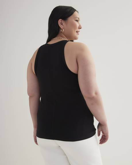 Sleeveless Rib Knit Halter Tank Top