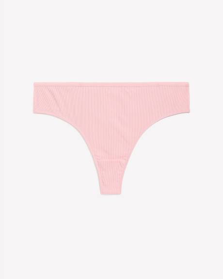Rib Thong with Shiny Elastic at Waistband - ti Voglio