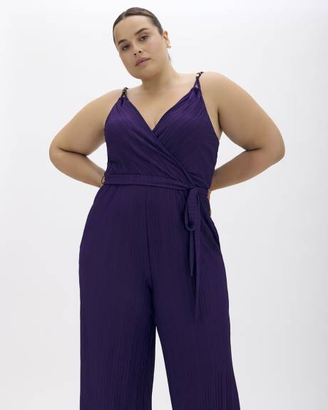 Combinaison plissée sans manches à jambe évasée - Addition Elle