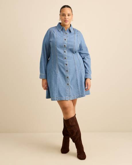Robe chemise en denim avec manches longues