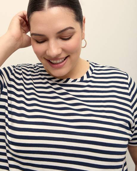 T-shirt bleu rayé, coupe boyfriend - Essentiels PENN.