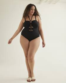 Black Lace Up One Piece Swimsuit Penningtons