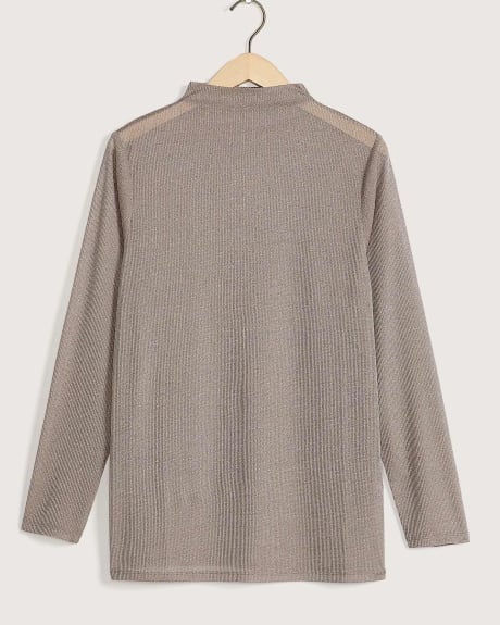 Long-Sleeve Funnel Neck Knit Top