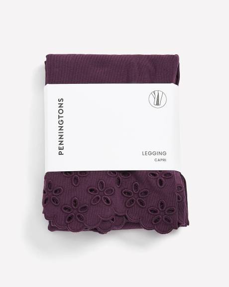 Legging capri tendance avec ourlet brodé