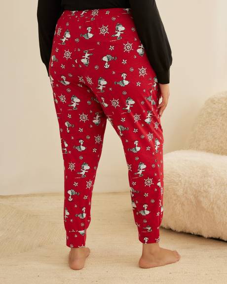 Knit Jogger Pyjama Pant with Snoopy Print - ti Voglio