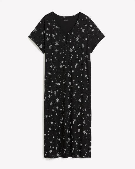Chemise de nuit longue à manches courtes avec petits flocons - ti Voglio