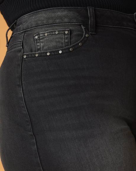 Embellished Denim Short, Black Wash - Addition Elle