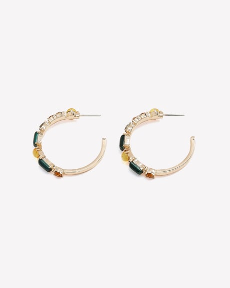Open Hoop Earrings with Stones