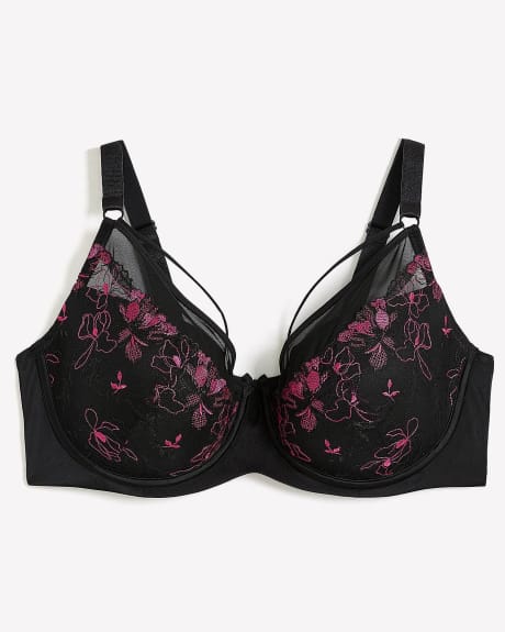 Underwire Microfibre Balconette Bra with Floral Embroidery - Déesse Collection