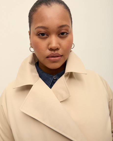 Beige Double-Breasted Trench Coat with Belt