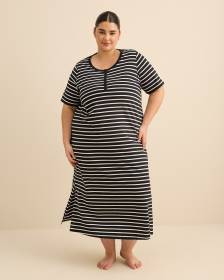 Short-Sleeve Long Sleepshirt with Stripes - ti Voglio