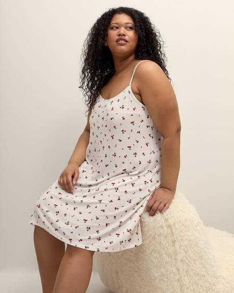 Robe de nuit sans manches en pointelle à motif de cerises - ti Voglio