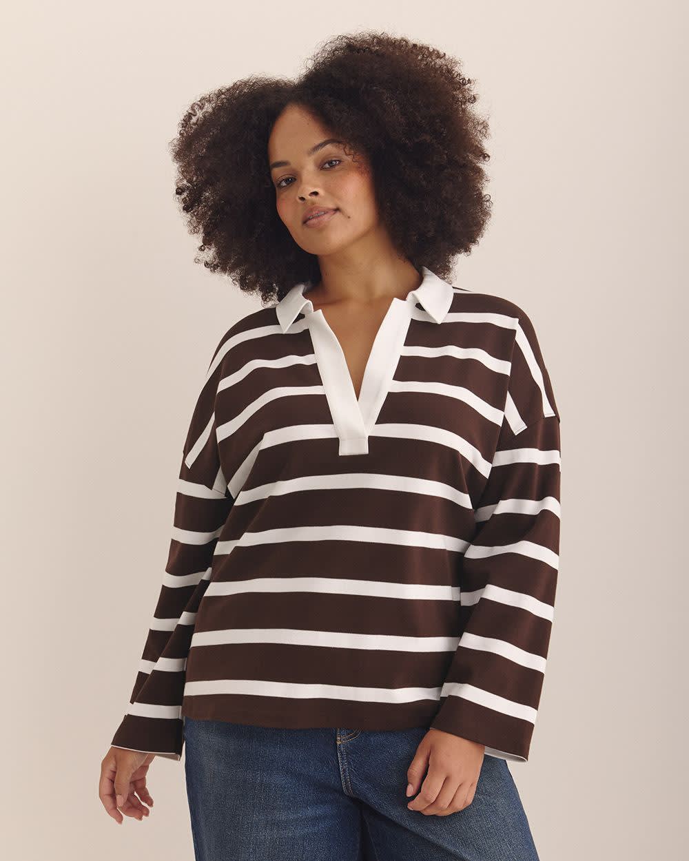 Striped Polo Sweatshirt