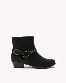 Bottillon noir western en faux cuir, pied très large